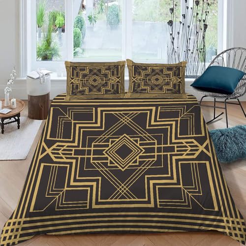 LUPAXA Schwarz-Blaue Geometrie Bettbezug Set,155 * 200Cm Moderne Optische Täuschung 3 Teilig Mikrofaser Bettbezug Mit Reißverschluss Und 2 Kissenbezug LUPAXA Schwarz-Blaue Geometrie Bettbezug Set,155 * 200Cm Moderne Optische Täuschung 3 Teilig Mikrofaser Bettbezug Mit Reißverschluss Und 2 Kissenbezug von LUPAXA