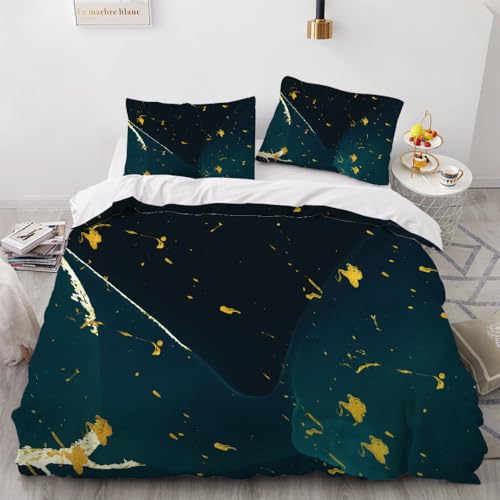 LUPAXA Schwarz-Gold-Grün 3-Teiliges Bettbezug-Set,135 * 200Cm Retro-Abstrakt Moderner Bettbezug Aus Mikrofaser Mit Reißverschluss LUPAXA Schwarz-Gold-Grün 3-Teiliges Bettbezug-Set,135 * 200Cm Retro-Abstrakt Moderner Bettbezug Aus Mikrofaser Mit Reißverschluss von LUPAXA