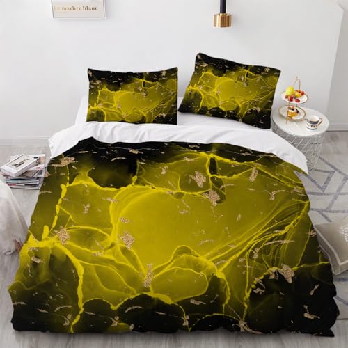 LUPAXA Schwarz Und Gold Bettwäsche-Sets，260 * 220Cm Retro-Abstrakt 3-Teilige Microfaser Bettbezug Mitreißverschluss and 2 Kopfkissenbezüge von LUPAXA