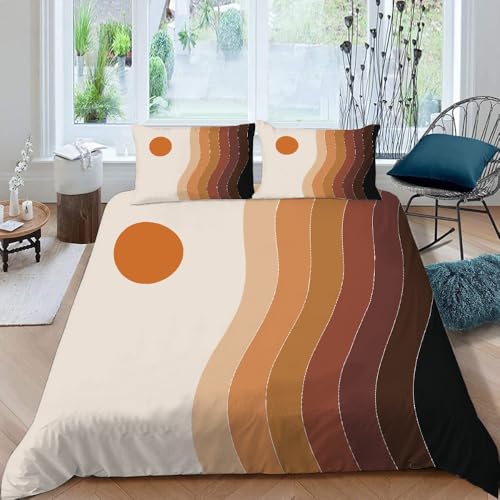 LUPAXA Schwarz-Weiß-Goldene Blumen Bettbezug Set，135 * 200Cm Retro-Abstrakte Pflanzen 3 Teilig Mikrofaser Bettbezug Mit Reißverschluss Und 2 Kissenbezug von LUPAXA