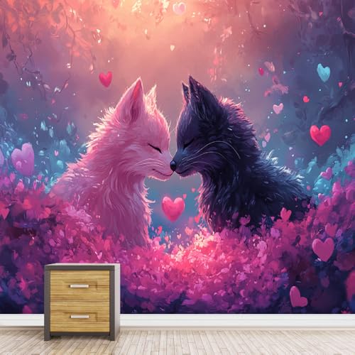 LUPAXA Süßer Cartoon Schwarz Weißer Fuchs Wandtapete 200x150cm Modernes Kunst-Design-Tapeten-Wandbild Für Wohnzimmer, Schlafzimmer, Büro, Wohnung, Nicht Selbstklebend LUPAXA Süßer Cartoon Schwarz Weißer Fuchs Wandtapete 200x150cm Modernes Kunst-Design-Tapeten-Wandbild Für Wohnzimmer, Schlafzimmer, Büro, Wohnung, Nicht Selbstklebend von LUPAXA