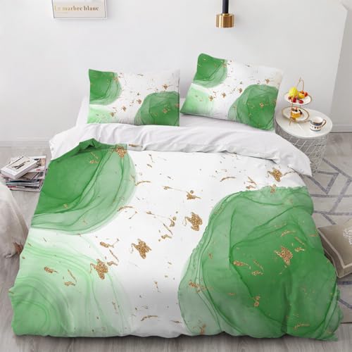 LUPAXA Weiß-Grün-Gold Bettbezug Set,230 * 220Cm Moderne Abstraktion 3 Teilig Mikrofaser Bettbezug Mit Reißverschluss Und 2 Kissenbezug LUPAXA Weiß-Grün-Gold Bettbezug Set,230 * 220Cm Moderne Abstraktion 3 Teilig Mikrofaser Bettbezug Mit Reißverschluss Und 2 Kissenbezug von LUPAXA