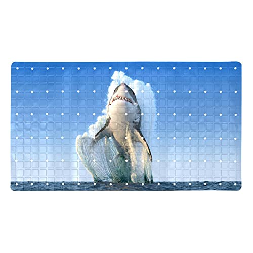 LUPIN Badewannen-Duschmatte Hai Meer Cool rutschfeste Duschmatte mit Saugnapf und Ablaufloch von LUPIN