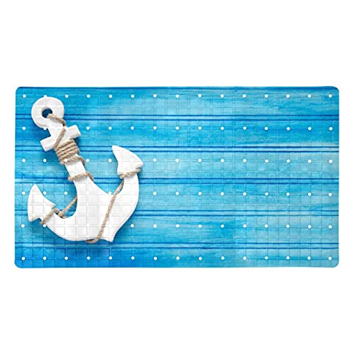 LUPIN Badewanneneinlage Duschmatte Anker Blau rutschfest Duschmatte mit Saugnapf und Ablaufloch von LUPIN