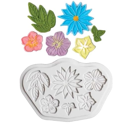 Gießformen aus Kunstharz, 10 x 7 x 0,5 cm, 3D-Blume, Blatt, Blütenblatt, geprägt, Silikonform, Fondant, gefrorene Kuchen, Backutensilien, Epoxidharz, Duftkerze, Gips, Harzform von LUPZENFUXIA