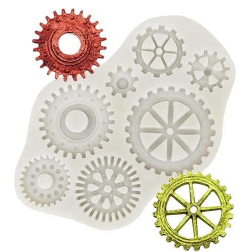 Gießformen aus Kunstharz, 16,5 x 10,5 x 0,8 cm, 3D-Getriebe, Dampfmaschine, Läufer, Form, Silikonform, Fondant, Schokolade, Gelee, Kuchen, Dekoration, Backwerkzeug, Seife, Ton, Gips, Harzform von LUPZENFUXIA