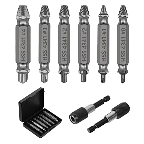 Schraubenausdreher Set, 6 Stück Schraubenausdreher mit Magnetischem Bithalter, Beschädigte Schraube Entferner Extraktor Set mit Stecknuss Adapter für Beschädigte Schrauben von LURICO