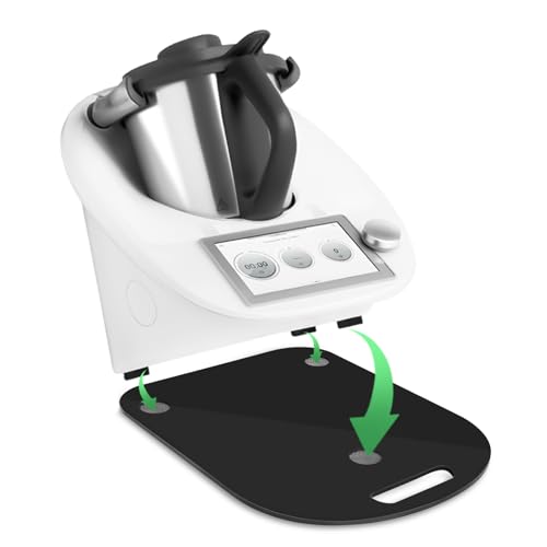 Gleitbrett für Thermomix TM6/TM5, Brett für Thermomix mit Rollen und Handgriff, Rollbrett TM6 Zubehör kompatibel mit Thermomix, Leicht Gleitendes Bambus Rollbrett/Slider (Schwarz) von LURICO