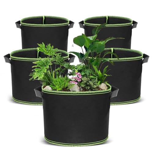 LURICO 5 Stück Pflanzsack, mit Griffen Kartoffel Pflanzsack, schwarzer Anzuchtbeutel, geeignet für den Anbau von Gemüse, Blumen, Früchten und Pflanzen, Stofftopf 20L. von LURICO