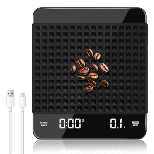 LURICO Digitale Kaffeewaage Mit Timer 3kg/0,1g, Espresso Waage, Multifunktionale Waage Küchenwaage Mit LED-Anzeige Für Den Heimgebrauch in Der Küche und Im Büro von LURICO