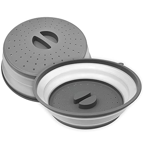 LURICO Mikrowellen Abdeckung, 2 Stück Microwellenabdeckungen 26 cm, Faltbare Mikrowellenhaube, Mikrowelle Abdeckhaube, Mikrowellenabdeckungen, Nudelsieb Kunststoff für Obst und Gemüse, BPA-Frei von LURICO