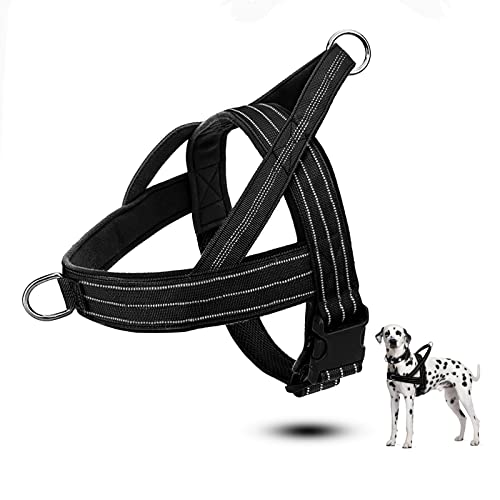 Hundegeschirr Mittelgroße Hunde, Hundegeschirr Grosse Gunde, Reflektierend Geschirr Hund Groß, Antizuggeschirr für Hunde, mit Weich Gepolstert, Reflektierend, Verstellbar (L) von LURICO