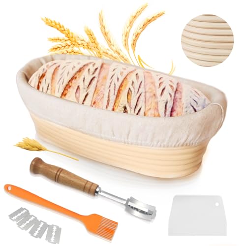 LURNODY 10 Zoll Gärkörbchen für Brot, Brotbackzubehör, Gärkorb Brot Zum Backen Fermentierter Lebensmittelaufbewahrung, Brotbacken, Brot Backen Zubehör für Professionelles und Privates Backzubehör von LURNODY