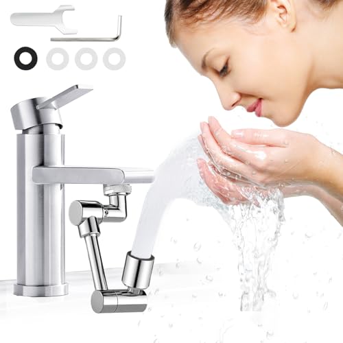 LURNODY 1080 Grad Wasserhahn, Wasserhahn Verlängerung, Universeller 360° Drehbarer Wasserhahn, Geeignet für Badezimmer, Küche, Balkon - Wasserhahnverlängerungsaufsatz (Dual-Mode-Wasserauslass) von LURNODY