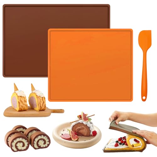 LURNODY 2 Stück Silikon Backmatte, Antihaftbeschichtet Silikon Backblech, Rutschfest Silikon Backblech, Swiss Roll Cake Mat, Swiss Roll Backblech Biskuitrolle Backform für Kochen Backen Keksen LURNODY 2 Stück Silikon Backmatte, Antihaftbeschichtet Silikon Backblech, Rutschfest Silikon Backblech, Swiss Roll Cake Mat, Swiss Roll Backblech Biskuitrolle Backform für Kochen Backen Keksen von LURNODY