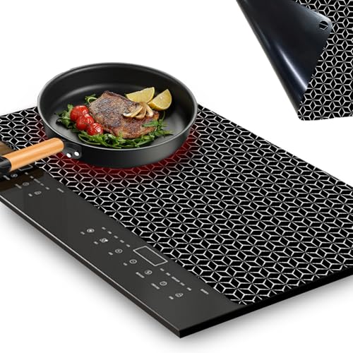 LURNODY 52 * 78cm Silikon Induktionskochfeld Schutzmatte, Hitzebeständige Unterlage, Induktion Schutzmatte, Kochmatte für Induktionskochfeld Matte für Induktionsherd Schutzmatte von LURNODY