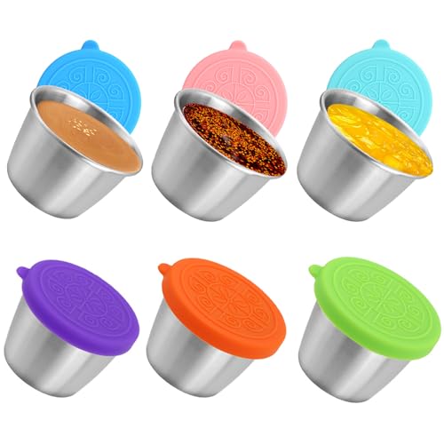 LURNODY 6 Stücke-70ml Salatdressing Behälter, Edelstahl Dressing Behälter Set mit Deckel, Soßen Behälter Aus Lebensmittelechtem Edelstahl für Sauce, Camping Saucen Behälter für Soßen, Dips und Gewürze LURNODY 6 Stücke-70ml Salatdressing Behälter, Edelstahl Dressing Behälter Set mit Deckel, Soßen Behälter Aus Lebensmittelechtem Edelstahl für Sauce, Camping Saucen Behälter für Soßen, Dips und Gewürze von LURNODY