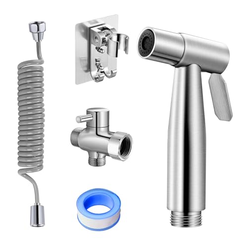 LURNODY Bidet Edelstahl Handbrause, Tragbares Bidet-Sprüh-Set, G1/2 Toilettensprühgerät Set, 1,5 m StoffwindelsprüH Kit mit Wasserhahnspender, Telefonleitung- und Hakentoilette oder Wandhalterung LURNODY Bidet Edelstahl Handbrause, Tragbares Bidet-Sprüh-Set, G1/2 Toilettensprühgerät Set, 1,5 m StoffwindelsprüH Kit mit Wasserhahnspender, Telefonleitung- und Hakentoilette oder Wandhalterung von LURNODY
