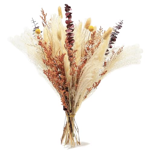 LURNODY Set Mit 34 Stöcke Pampasgras Deko, Pampasgras Getrocknet Strauss, Trockenblumen Deko, Geeignet für Vasen, Kunsthandwerk, Hochzeiten, Tischdekoration, Bohemian-Stil von LURNODY