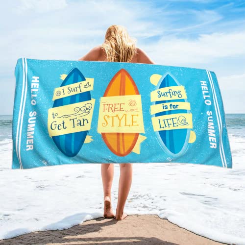 LUROON Strandtuch 180 x 90cm Extra Große Handtuch Strand Badetuch Frottee Leichtes Camping Reisetuch Super Weiches Sport von LUROON