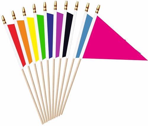 LUSEOAN Mini-Wimpelflaggen-Set, 12,7 x 20,3 cm, einfarbig, blanko, klein, Miniatur-Dreieck-Flaggen für DIY-Graffiti, Rot, Weiß, Blau, Schwarz, Orange, Gelb, Grün, Lila, Rosa, 20 Stück von LUSEOAN