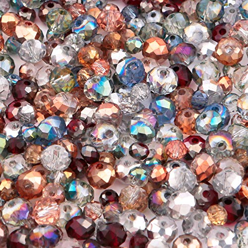 400 verzauberte Perlen, Wald Rondelle, Glas-Kristall-Perlen-Mix, Silber / Rose / Gold / Tiefrot für Schmuckherstellung und Kunst und Handwerk von LUSSO LIA