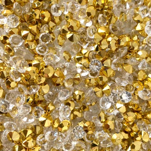 4500 Stück 6 mm Mini künstliche Diamanten Kristall Streusteine für Kunst und Handwerk und Hochzeit Tischdekoration Haus und Party Dekoration in Gold und Transparent (Gold) von LUSSO LIA