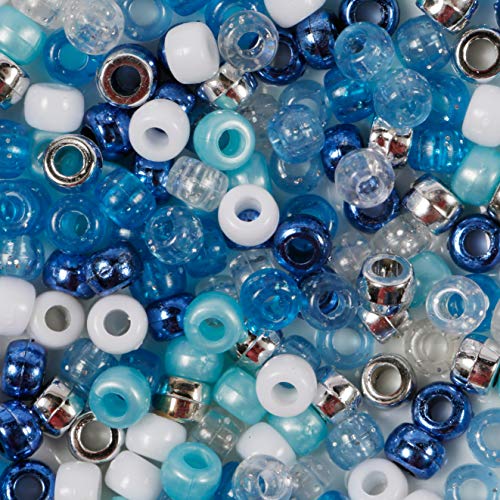 Elsa's Pony Perlen-Mix 200 Stück gemischte blaue Perlen Größe 9 mm x 6 mm von LUSSO LIA