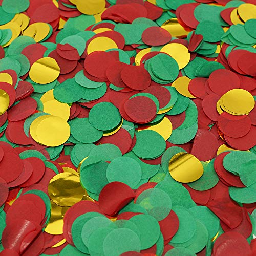 LUSSO LIA Konfetti aus Papier und Folie, 2,5 cm, rund, 6000 Stück, für Partys, Hochzeiten, Geburtstage, Partys, Ballons, Tischdekoration (rot, grün, gold) von LUSSO LIA
