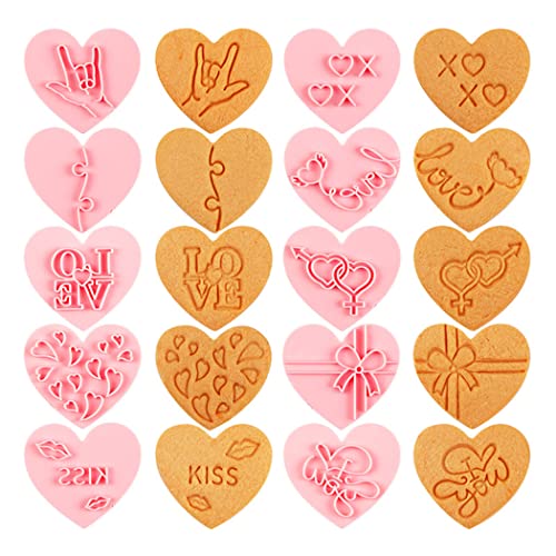 10 Stück Herz Ausstechformen Set Mini Valentinstag Ausstecher Stempel Kunststoff Kekse Gebäck Ausstecher (Rosa) von LUTAKU
