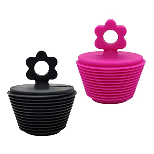 2 Stück Universal-Badewannenstopfen, Ablaufstopfen für Badewanne und Waschbeckenabflüsse, geeignet für 25-47 mm Abflusslöcher, schwarz und rosa (schwarz) von LUTAKU
