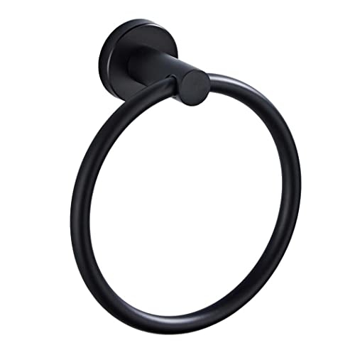 Edelstahl Handtuchring - Badetuchhalter Handtuchring 6,29 in/16 cm, Hängender Handtuchaufhänger Badaccessoires Moderner Hotel Quadratischer Stil Wandhalterung (Schwarz) von LUTAKU