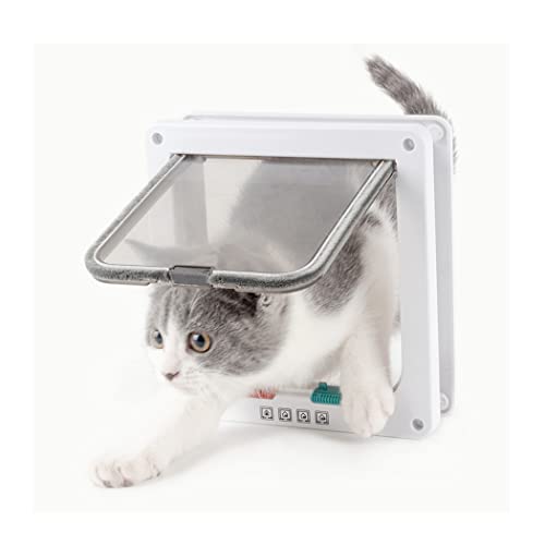Katzenklappe 4-Way Magnetic Lock hundeklappe Haustiertüre Cat Flap 19 * 20 * 5.5cm Cat Pet Door Flap Easy Install with Telescopic Frame with Heavy Duty Quiet Magnetic Frame(M) von LUTAKU