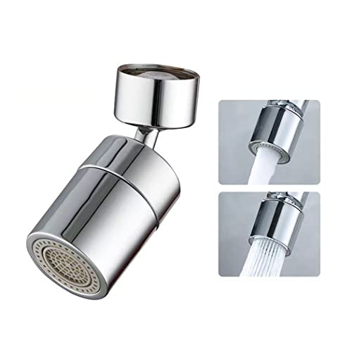Wasserhahn-Strahler, Doppelfunktion, 360 ° drehbar, schwenkbar, Sprühkopf, wassersparend, mit weichem Blasenstrom und starkem Sprüher für Küchenspüle, Badezimmerspüle (Silber) von LUTAKU