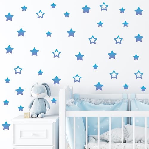 Blauer Stern Wandtattoo Kinderzimmer 200 pcs DIY PVC Modern Wandaufkleber Wandtattoo Wohnzimmer Mädchen Junge Schlafzimmer Schrank Wanddeko 10 Packen von LUTDK