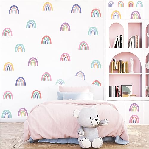 Boho Regenbogen Wandtattoo 120 PCS DIY Verträumt Wandaufkleber Kinderzimmer Mädchen Wandtattoo Mädchen Wohnzimmer Schlafzimmer Wanddeko 10 Packen (Boho Regenbogen) von LUTDK