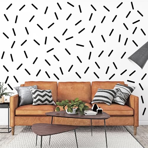 Schwarz Streifen Wandtattoo Kinderzimmer 300 pcs DIY Künstler Wandaufkleber PVC Wardrobes Wohnzimmer Schlafzimmer Wanddeko 10 Packen (Schwarz Streifen) von LUTDK