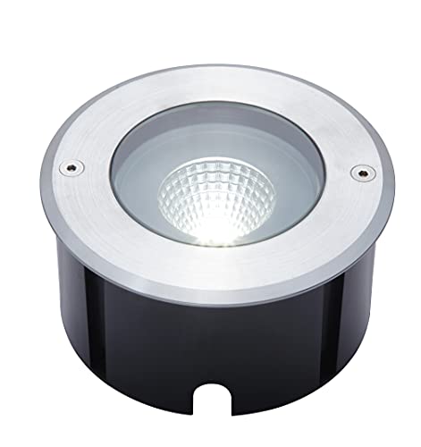 LED-Bodeneinbaustrahler Denver,Bodenlampe befahrbar außen IP67 rund,Wasserdicht & Befahrbar,Bodenleuchte rund aus Edelstahl für Terrasse & Garten,12 Watt,1030 lm,4000 Kelvin von LUTEC