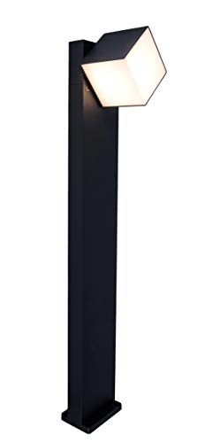 LUTEC LED Wegeleuchte CUBA,moderne Pollerleuchte in Mattschwarz,75cm hohe Wegelampe,Sockelleuchte,1 flammig inkl. Leuchtmittel,mit 350°drehbaren Leuchtenkopf… von LUTEC