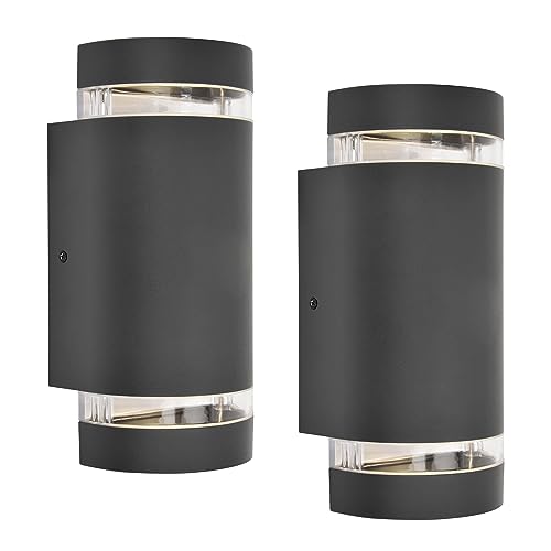 Außenwandleuchte Focus, Außenleuchte in Anthrazit/Klar, Wandlampe m. Up&Down-Effekt für Hof/Eingangsbereich, 2 x GU10 max. 35 Watt, Gartenbeleuchtung,Wandleuchte als 2er Set,moderne Außenlampe Außenwandleuchte Focus, Außenleuchte in Anthrazit/Klar, Wandlampe m. Up&Down-Effekt für Hof/Eingangsbereich, 2 x GU10 max. 35 Watt, Gartenbeleuchtung,Wandleuchte als 2er Set,moderne Außenlampe von LUTEC