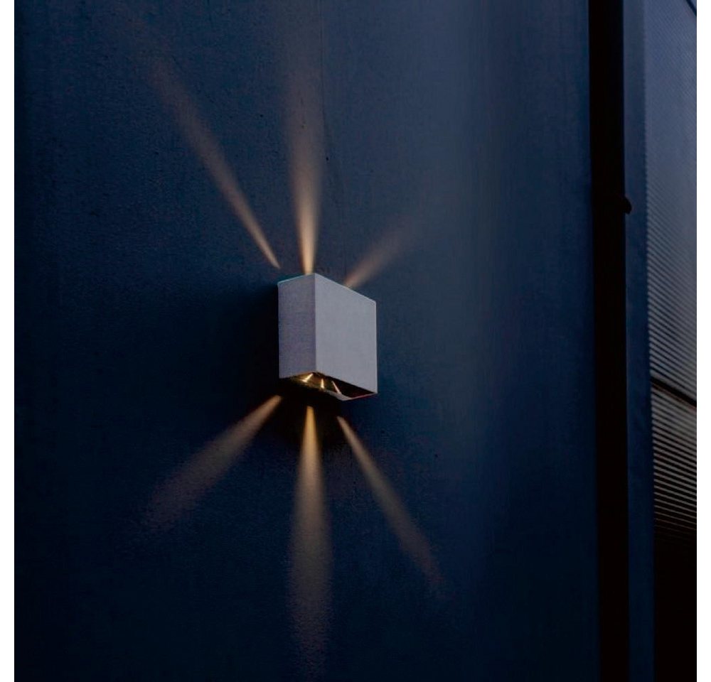 LUTEC Außen-Wandleuchte LED Wandleuchte Gemini Beams in Weiß-matt 2x 5W 400lm IP54, LED von LUTEC