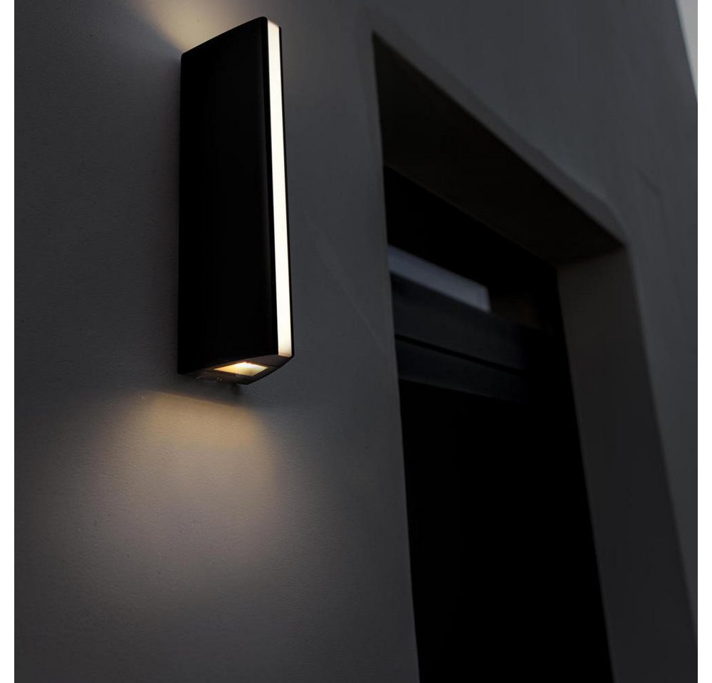 LUTEC Außen-Wandleuchte LED Wandleuchte Leo in Schwarz-matt 2x 7,75W 650lm IP54, LED von LUTEC