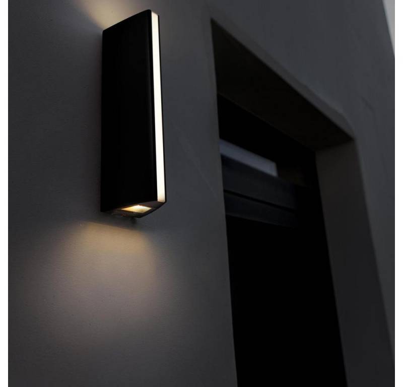 LUTEC Außen-Wandleuchte LED Wandleuchte Leo in Schwarz-matt 2x 7,75W 650lm IP54, LED von LUTEC