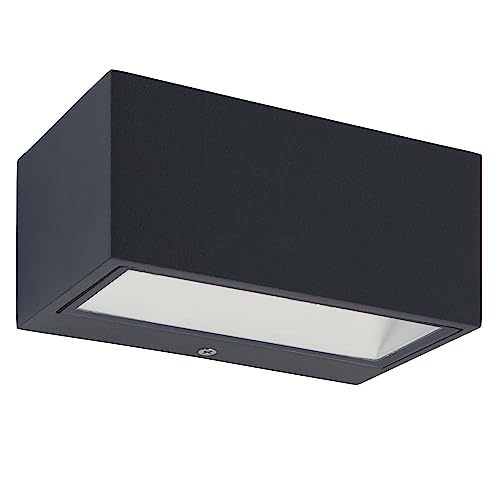 LED Außenwandleuchte GEMINI, moderne Wandlampe aus Aluminium in Anthrazit, Außenlampe,rechteckige Wandleuchte mit Up&Down-Effekt,wetterfeste Außenleuchte,4000 Kelvin (neutralweiß),700 Lumen,10,5Watt… von LUTEC