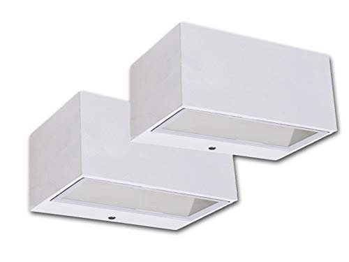 LUTEC Eckige LED Außenwandleuchten im 2er Set mit Up- & Downlight aus ALU in Weiß, 14cm breit, IP54 LUTEC Eckige LED Außenwandleuchten im 2er Set mit Up- & Downlight aus ALU in Weiß, 14cm breit, IP54 von LUTEC