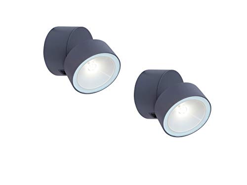 LUTEC Kleine LED Außenwandleuchten im 2er Set mit schwenkbarem Kopf aus Aluminium in Anthrazit, 8,7cm∅, IP54 von LUTEC