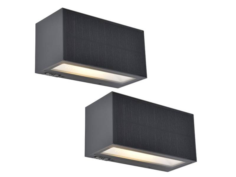 LUTEC LED Außen-Wandleuchte, Dimmfunktion, LED fest integriert, Warmweiß, 2er SET Wand Außenleuchten, Hybrid Solar-lichter mit Strom Breite 18cm von LUTEC