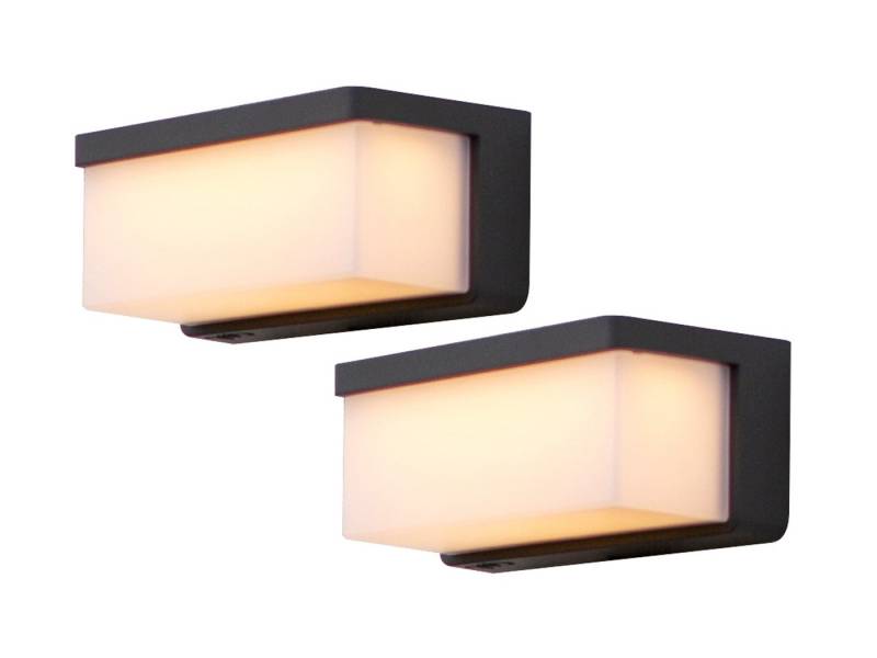 LUTEC LED Außen-Wandleuchte, Dimmfunktion, LED fest integriert, Warmweiß, 2er SET Wand Außenleuchten, Hybrid Solar-lichter mit Strom Breite 19cm von LUTEC