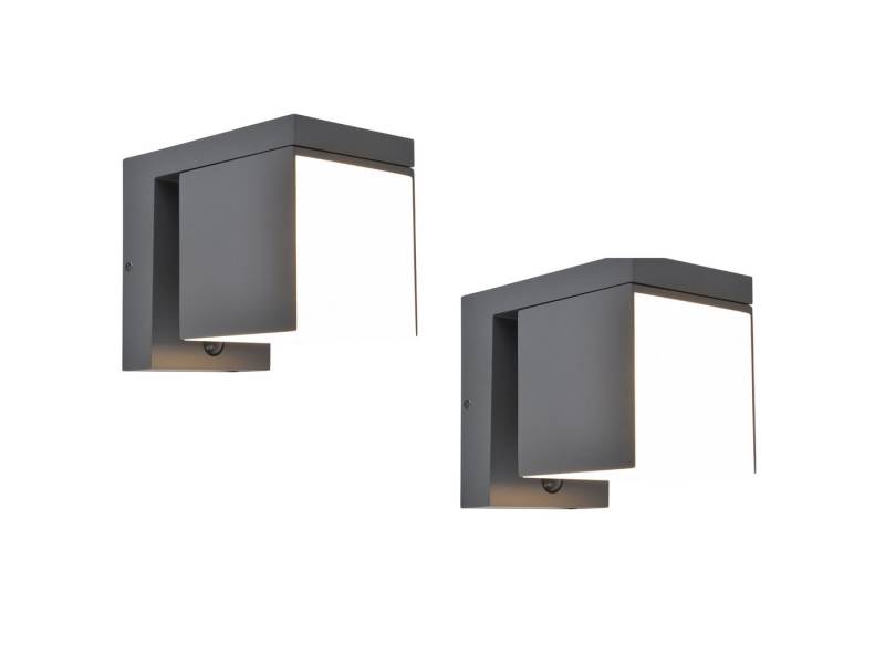 LUTEC LED Außen-Wandleuchte, Dimmfunktion, LED fest integriert, warmweiß, 2er SET Wand Außenleuchten, Hybrid Solar-lichter mit Strom Breite 19cm von LUTEC
