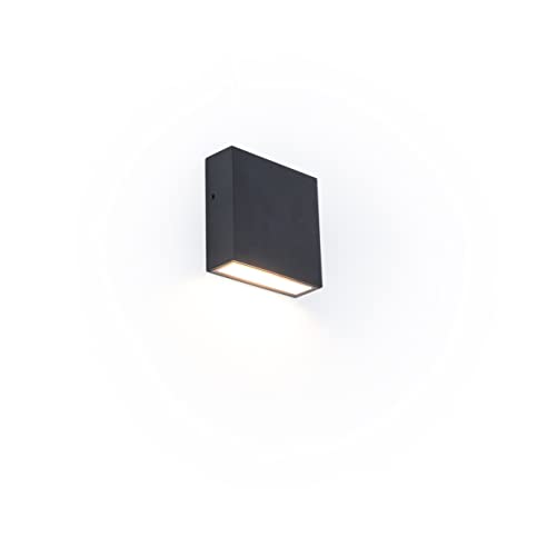LUTEC LED Außenwandleuchte Gemini, moderne Außenlampe aus Aluminium in Schwarz,eckige Wandlampe mit Lichteffekt, IP54 wetterfeste Wandlampe,Downlight von LUTEC